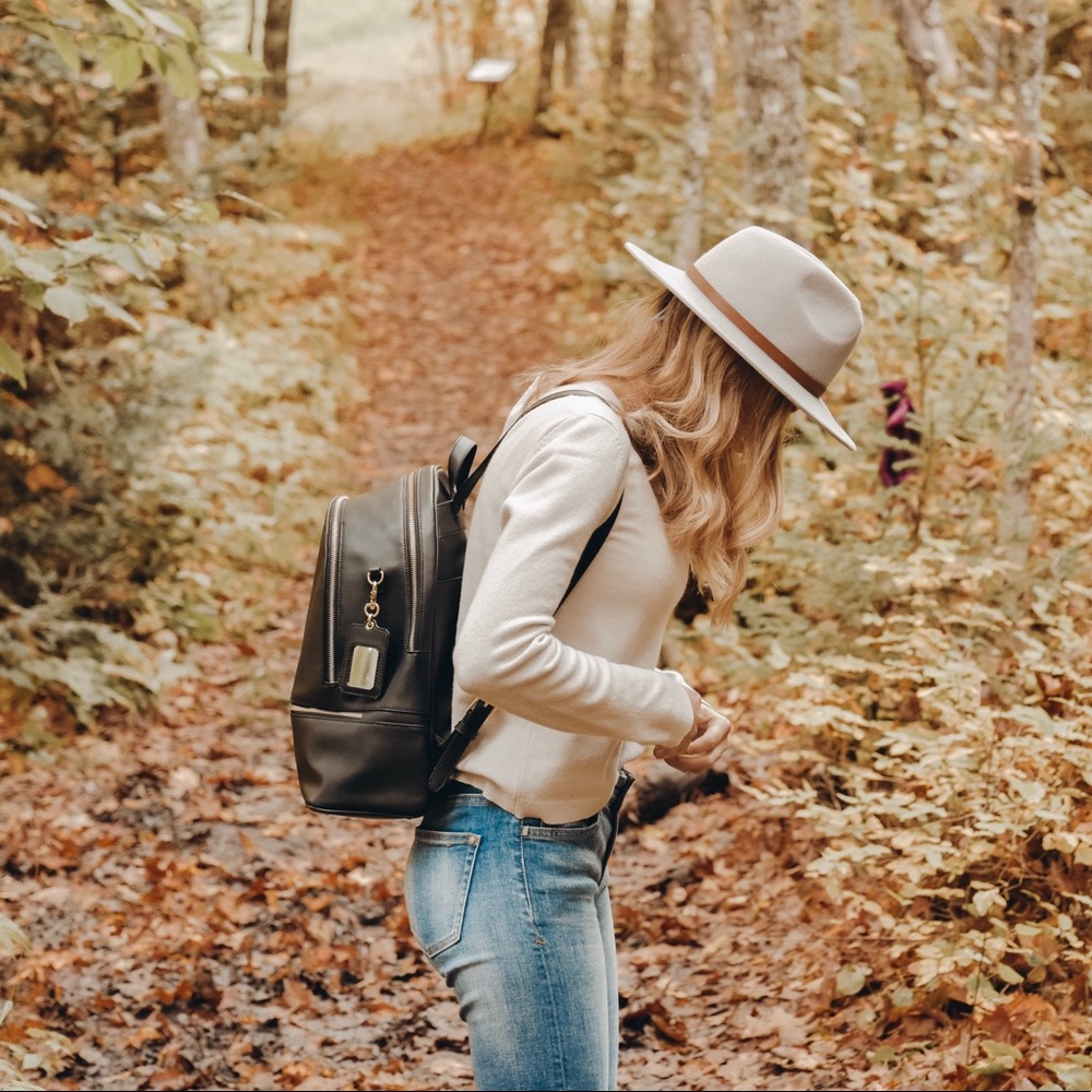 Leather travel backpack